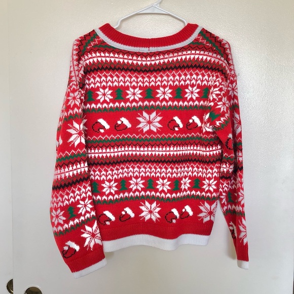 Poof Santa Hat Button Down Ugly Christmas Cardigan NWT - Picture 3 of 7